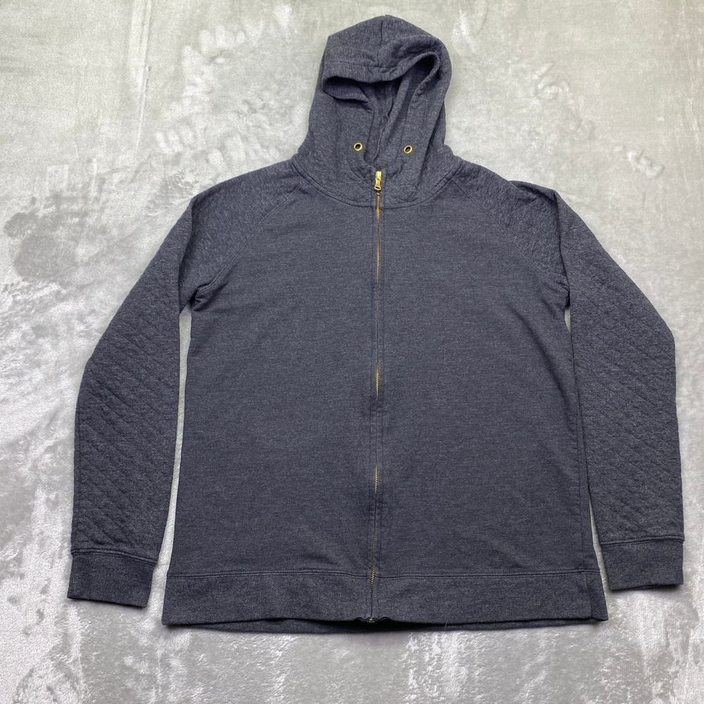 Camp‎ David Mens XL Full Zip Hoodie Charcoal Gray Quilted Sleeve Sweatshirt